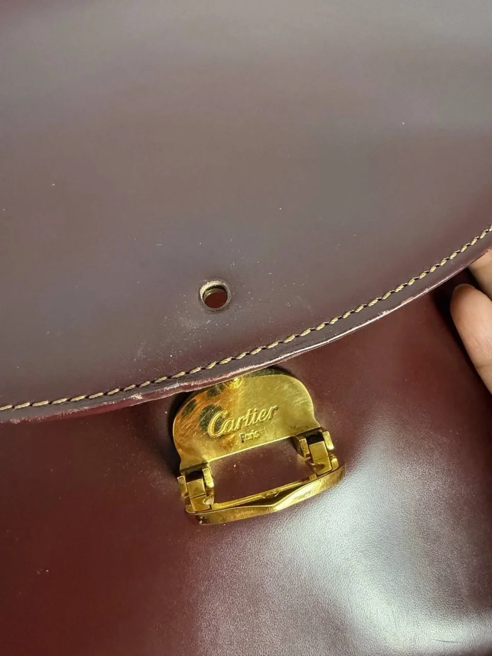 Vintage Cartier Must De Cartier Burgundy Leather Old Money Briefcase
